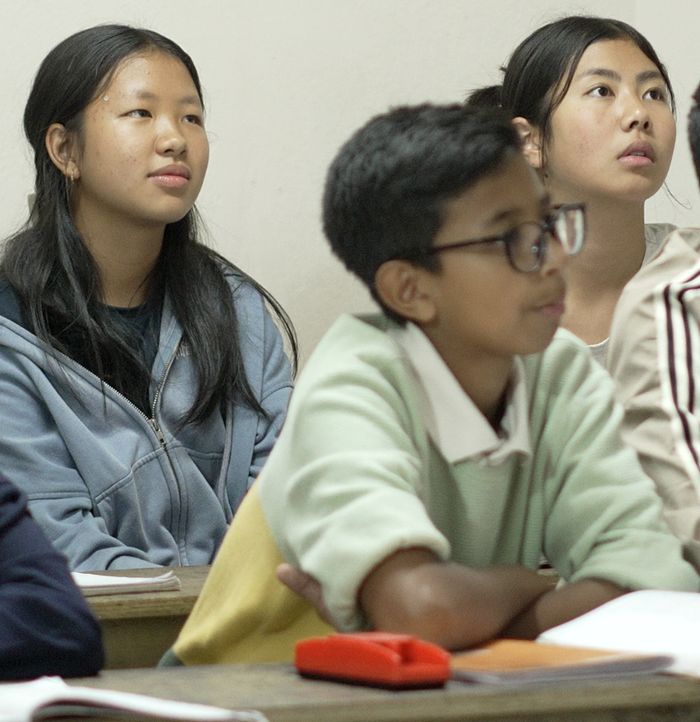 Students listening attentively during a class